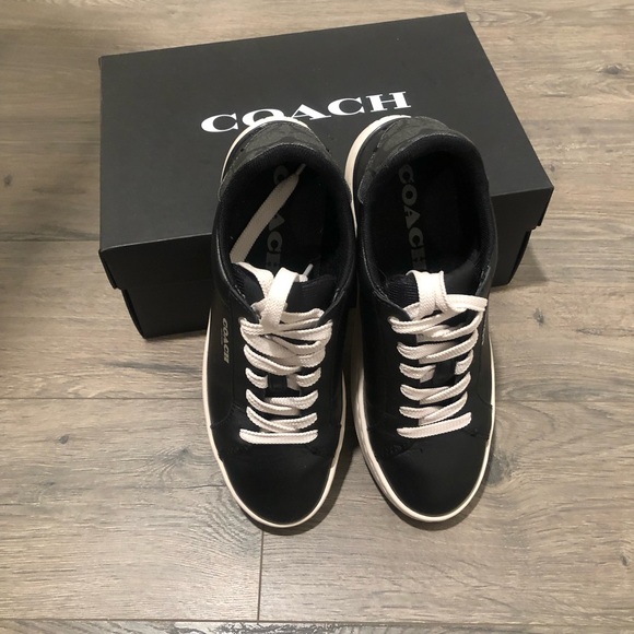 Coach Leather Low Top Black and White Women's Sneakers - Picture 6 of 7